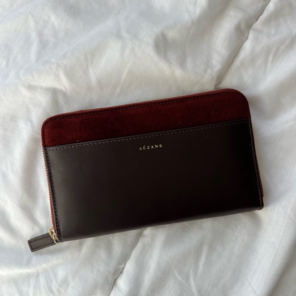 Sézane Burgundy Leather Wallet
